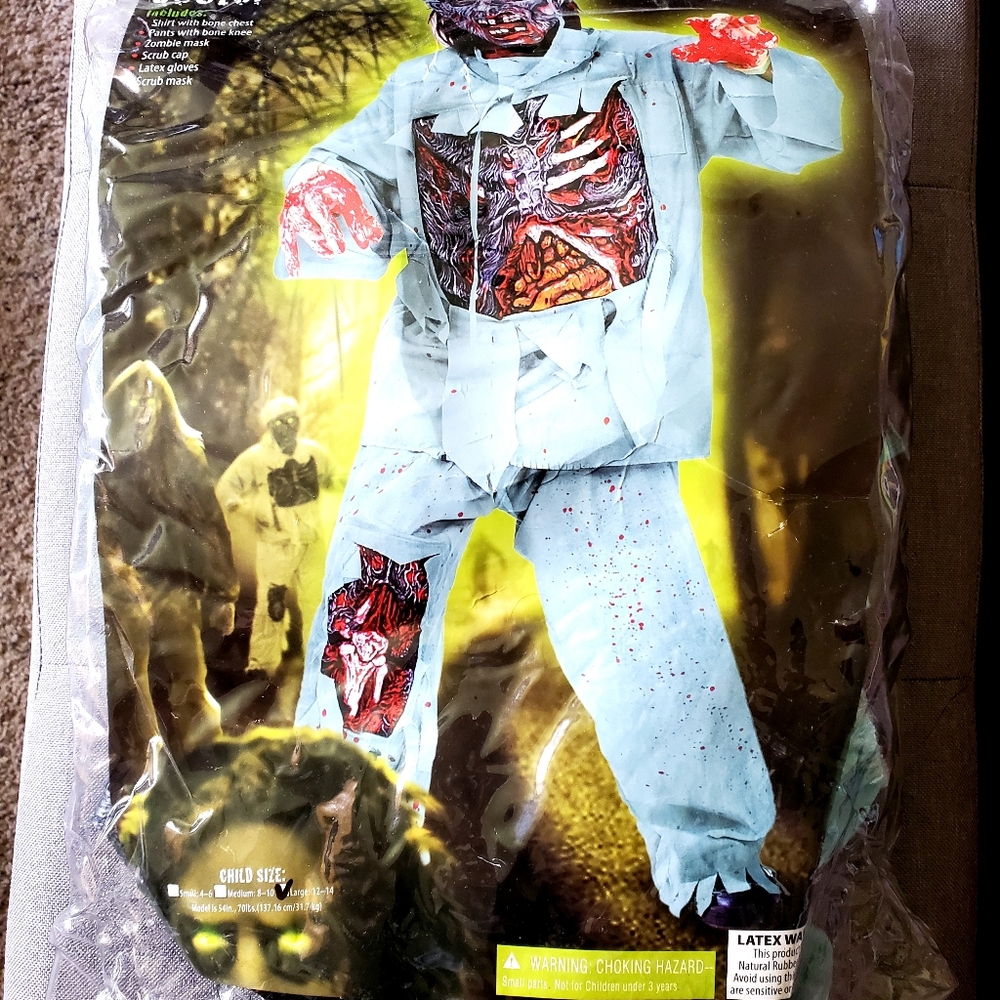 Child Zombie Doctor Costume Size Large 10-14